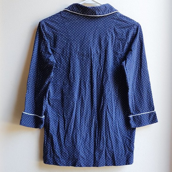 Lauren Ralph Lauren Navy/White Polka Dot Pajama Button Down Shirt Size XS - Picture 15 of 16
